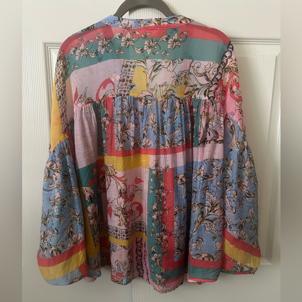 Entro Multicolor Patchwork Blouse Small - image 4